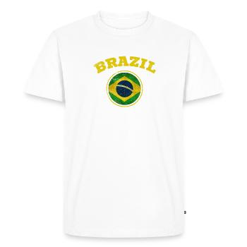 Retro Style Brésil Football Team Brasil Fan de football - T-shirt Premium bio Homme - blanc - Devant - Nico (187cm)