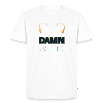 Je travaille à domicile - pas besoin de pantalon! - T-shirt Premium bio Homme - blanc - Devant - Nico (187cm)