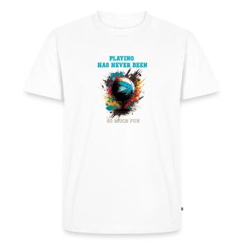 Playing has never been more fun than volleyball - Men's Premium Organic T-Shirt - white - Front - Nico (187cm)