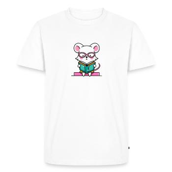 Souris de rat de bibliothèque dans le livre - T-shirt Premium bio Homme - blanc - Devant - Nico (187cm)