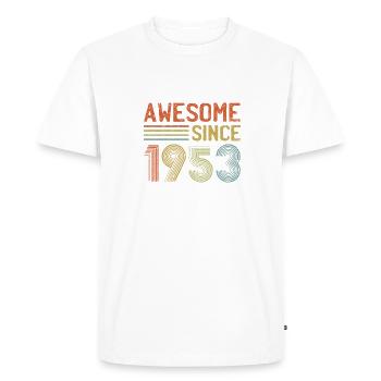 Célébrons 70 ans de génial depuis 1953 - T-shirt Premium bio Homme - blanc - Devant - Nico (187cm)