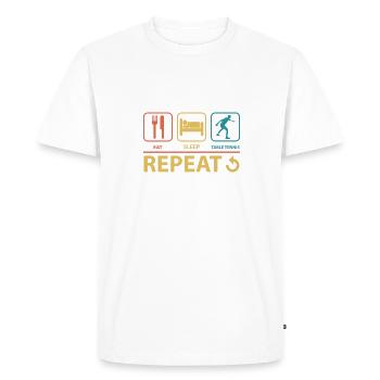 Manger dormir Tennis de table Répéter Vintage Drôle - T-shirt Premium bio Homme - blanc - Devant - Nico (187cm)