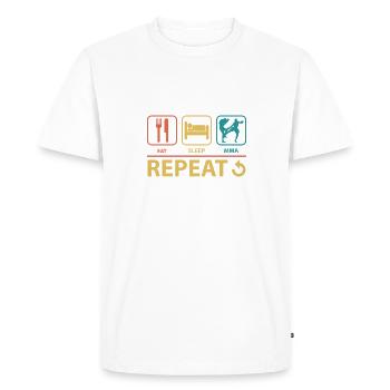 Manger dormir MMA Répéter Vintage Drôle - T-shirt Premium bio Homme - blanc - Devant - Nico (187cm)