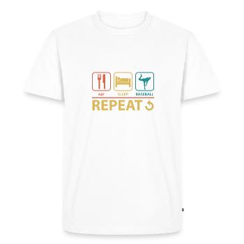 Eat Sleep Baseball Répéter Vintage Drôle - T-shirt Premium bio Homme - blanc - Devant - Nico (187cm)