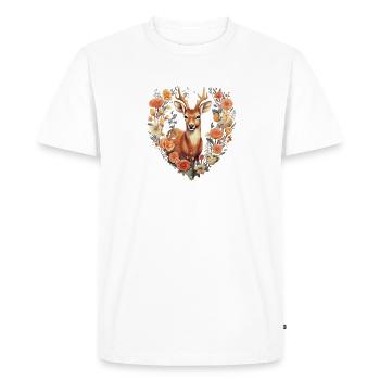 Remplacement Dirndl Cerf Bois Cerf Fleurs Dames - T-shirt Premium bio Homme - blanc - Devant - Nico (187cm)