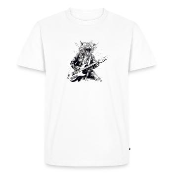 Cat with guitar - Men's Premium Organic T-Shirt - white - Front - Nico (187cm)