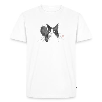 cat face - T-shirt Premium bio Homme - blanc - Devant - Nico (187cm)