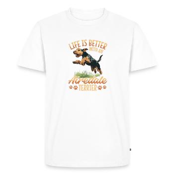 La vie des races de chiens est meilleure avec un Airedale Terrier - T-shirt Premium bio Homme - blanc - Devant - Nico (187cm)