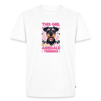 Race de chien Cette fille aime les Airedale Terriers - T-shirt Premium bio Homme - blanc - Devant - Nico (187cm)