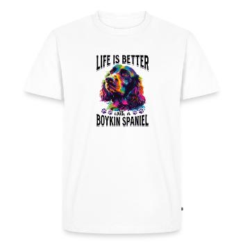 Boykin Spaniel Dog Breed Life is Better - Men's Premium Organic T-Shirt - white - Front - Nico (187cm)