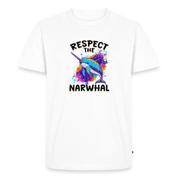 Drôle Narval Animal Respect Le Narval - T-shirt Premium bio Homme - blanc - Devant - Nico (187cm)