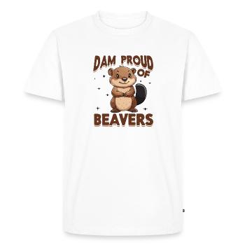 Funny Beaver Animal Dam proud of beavers - Men's Premium Organic T-Shirt - white - Front - Nico (187cm)