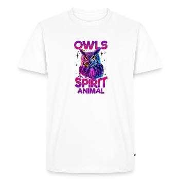 Hibou Oiseau Nocturne Animal Les Hiboux sont mon - T-shirt Premium bio Homme - blanc - Devant - Nico (187cm)