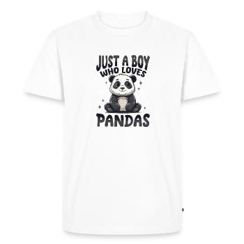 Funny Panda Animal Just A Boy Who Loves Pandas - Men's Premium Organic T-Shirt - white - Front - Nico (187cm)
