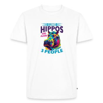 Funny Hippo Hippopotamus Animal I Like Hippos And - Men's Premium Organic T-Shirt - white - Front - Nico (187cm)