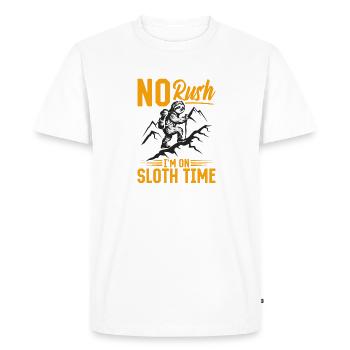 Paresseux Randonnée Montagnes Pas de précipitation, je suis à l’heure de la paresse. - T-shirt Premium bio Homme - blanc - Devant - Nico (187cm)