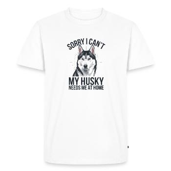 Je ne peux pas que mon Husky ait besoin de moi à la maison - T-shirt Premium bio Homme - blanc - Devant - Nico (187cm)