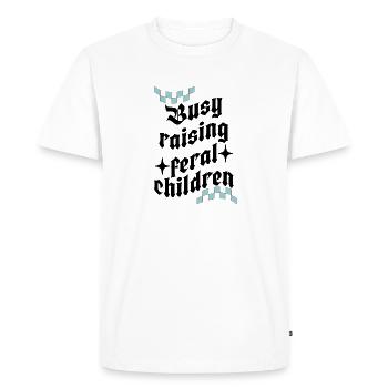 Occupé à élever des enfants sauvages, Maman drôle - T-shirt Premium bio Homme - blanc - Devant - Nico (187cm)