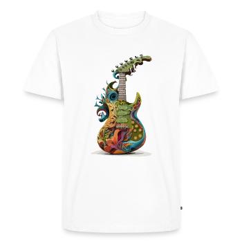 Psychedelic Groove : Guitare Cool Weed Head - T-shirt Premium bio Homme - blanc - Devant - Nico (187cm)