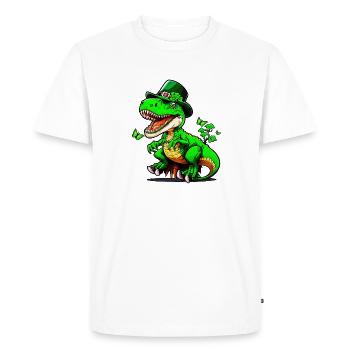 St. Patrick Day T-Rex Dinosaur with Hat - Men's Premium Organic T-Shirt - white - Front - Nico (187cm)