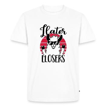 Llater Llosers llama - llama - gift - humor - Men's Premium Organic T-Shirt - white - Front - Nico (187cm)