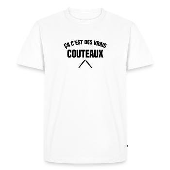 Ça c'est des vrais couteaux - T-shirt Premium bio Homme - blanc - Devant - Nico (187cm)