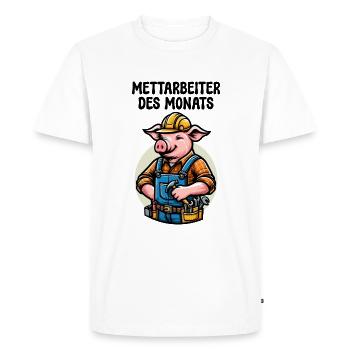 TRAVAILLEUR DU MOIS TRAVAIL D’EMPLOYÉ PORC - T-shirt Premium bio Homme - blanc - Devant - Nico (187cm)