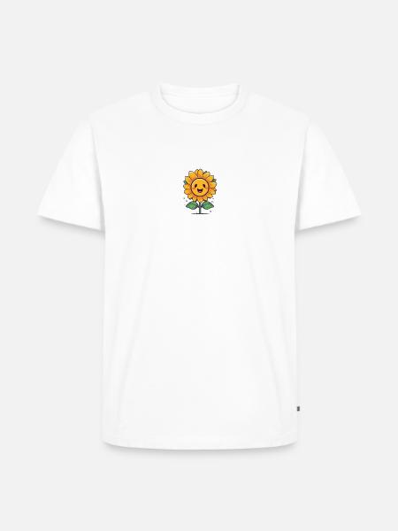 Glückliche Sonnenblume: Kawaii - Männer Premium Bio T-Shirt - Weiß