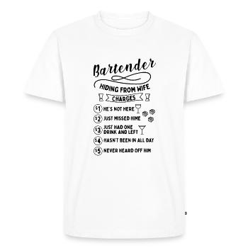 Barman Caché Bar à cocktails Humour - T-shirt Premium bio Homme - blanc - Devant - Nico (187cm)
