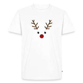 Christmas reindeer face with red nose - Men's Premium Organic T-Shirt - white - Front - Nico (187cm)