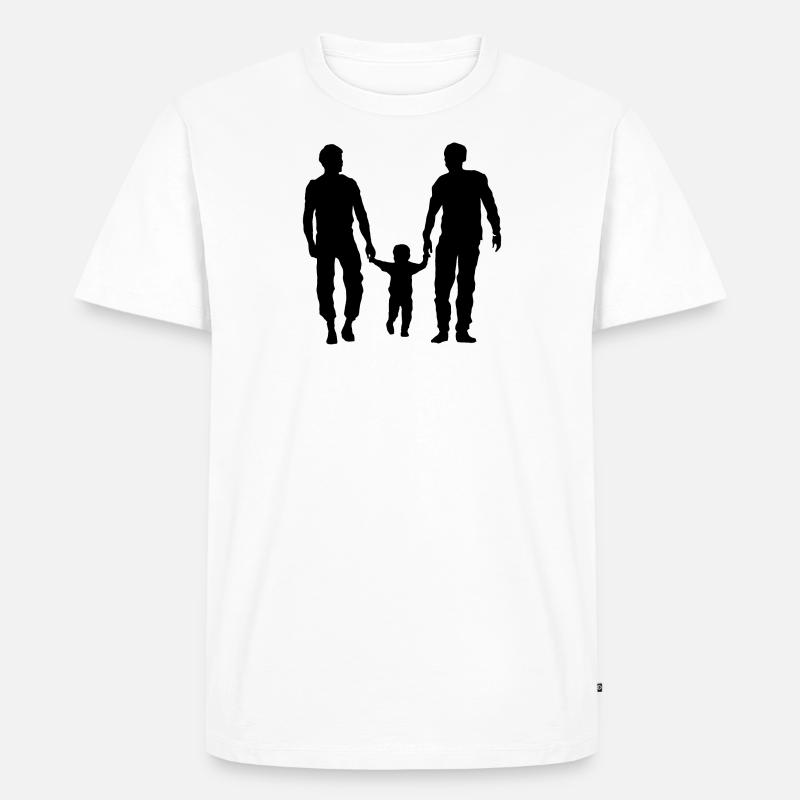 2 Väter mit Kind - Männer Premium Bio T-Shirt - Weiß