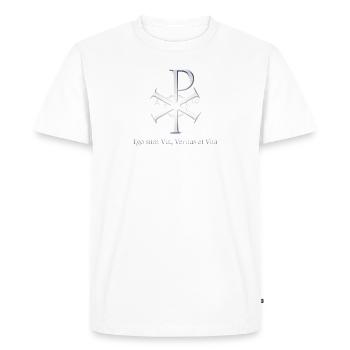 Symbol beginning end Alpha Omega God Christian - Men's Premium Organic T-Shirt - white - Front - Nico (187cm)