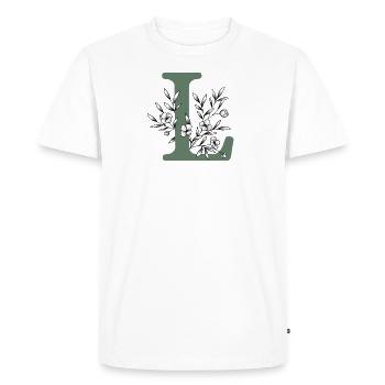 Letter first name "L" khaki - Men's Premium Organic T-Shirt - white - Front - Nico (187cm)