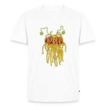 Pastafari - Monstre spaghetti volant - T-shirt Premium bio Homme - blanc - Devant - Nico (187cm)