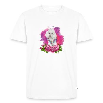 Caniche aquarelle avec des fleurs - T-shirt Premium bio Homme - blanc - Devant - Nico (187cm)