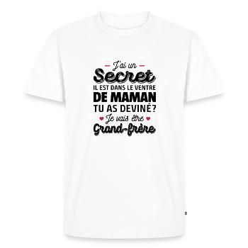 je vais être grand frère / futur grand-frère - T-shirt Premium bio Homme - blanc - Devant - Nico (187cm)