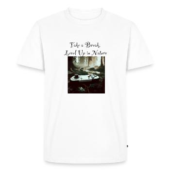 Take a Break, Level Up in Nature Retro Gaming - Men's Premium Organic T-Shirt - white - Front - Nico (187cm)