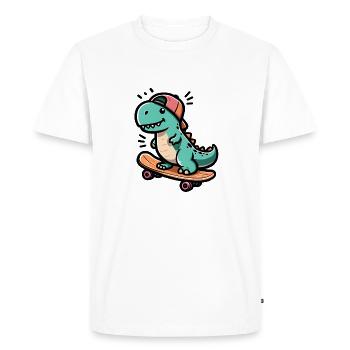Dino skater - Cool sk8 raptor - Men's Premium Organic T-Shirt - white - Front - Nico (187cm)