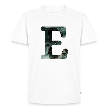 Lettre e marbré vert - T-shirt Premium bio Homme - blanc - Devant - Nico (187cm)