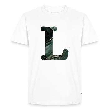 Lettre l marbré vert - T-shirt Premium bio Homme - blanc - Devant - Nico (187cm)