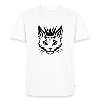 Chat avec une grande couronne - T-shirt Premium bio Homme - blanc - Devant - Nico (187cm)