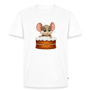 La souris sort de la tarte - T-shirt Premium bio Homme - blanc - Devant - Nico (187cm)