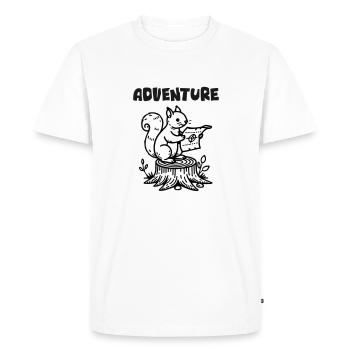 Squirrel Holding a map - "Adventure" Design - Men's Premium Organic T-Shirt - white - Front - Nico (187cm)