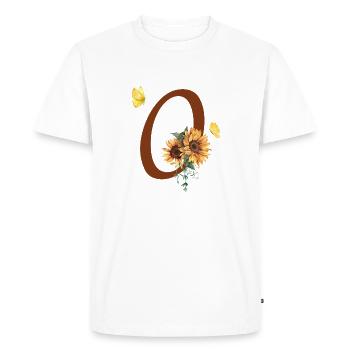 Lettre o tournesol papillon - T-shirt Premium bio Homme - blanc - Devant - Nico (187cm)