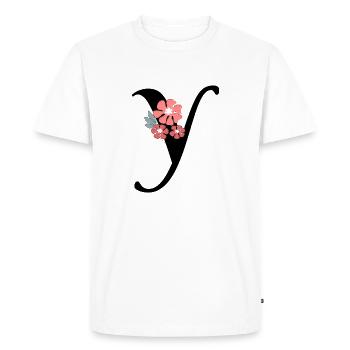 Lettre y fleurs minimalistes - T-shirt Premium bio Homme - blanc - Devant - Nico (187cm)