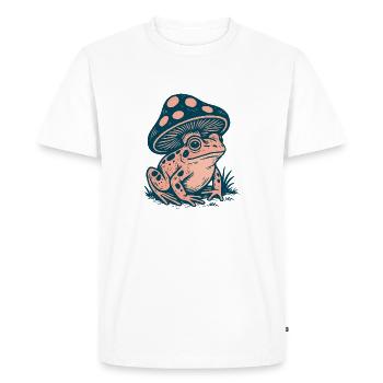 Vintage Mushroom Frog Cottagecore - Men's Premium Organic T-Shirt - white - Front - Nico (187cm)