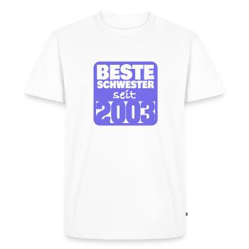 Little Sister 2003 - Men's Premium Organic T-Shirt - white - Front - Nico (187cm)