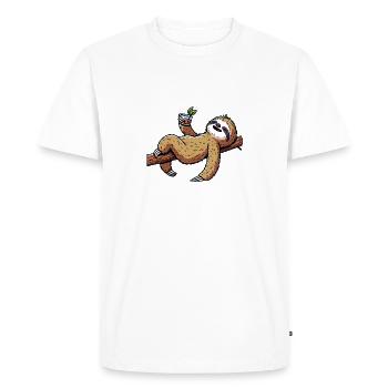 Let's Party Sloth Sloth with Drink on Branch Branch - Men's Premium Organic T-Shirt - white - Front - Nico (187cm)