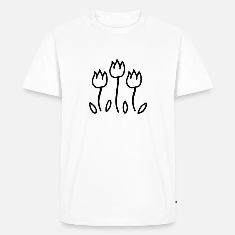Tulpengarten - Line - Männer Premium Bio T-Shirt - Weiß