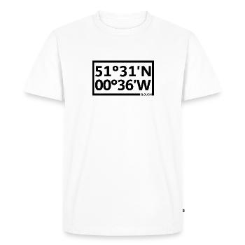Coordonnées de Slough - T-shirt Premium bio Homme - blanc - Devant - Nico (187cm)